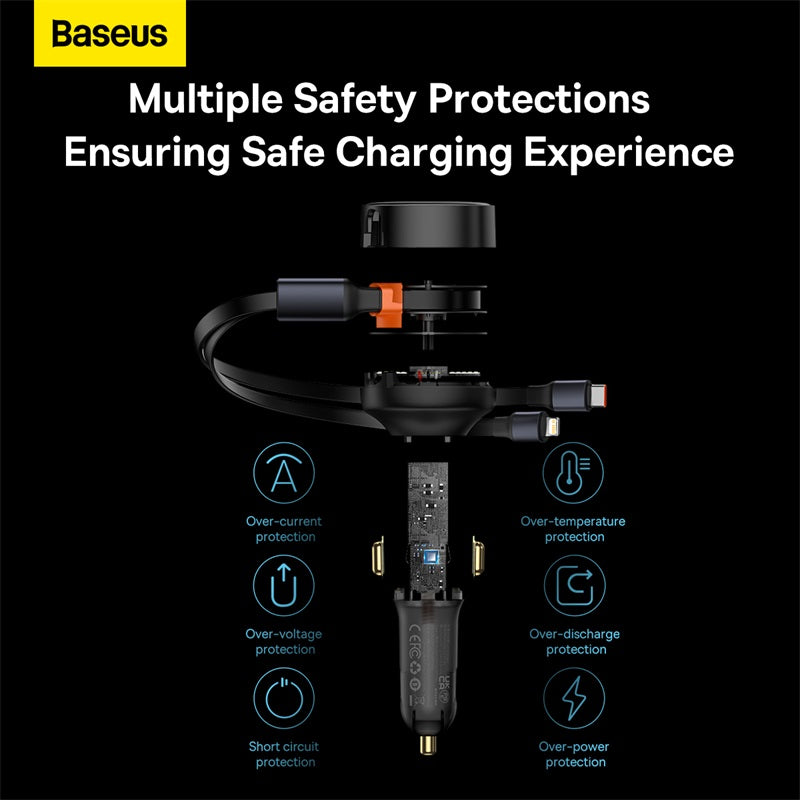 Baseus Enjoyment Pro 2-in-1 Car Charger (Black) - C+L