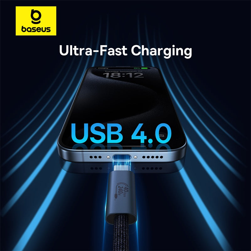 Baseus Flash Series Gen2 USB4 Type-C to Type-C Charging Cable 240W 1M Black