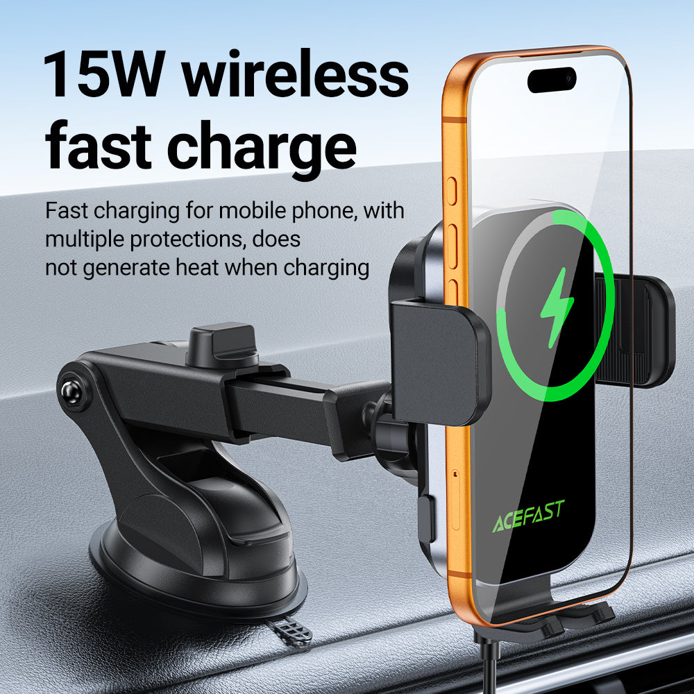 ACEFAST D53 15W Wireless Charging Car Phone Holder - Black