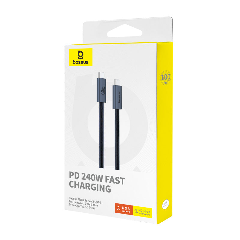 Baseus Flash Series Gen2 USB4 Type-C to Type-C Charging Cable 240W 1M Black