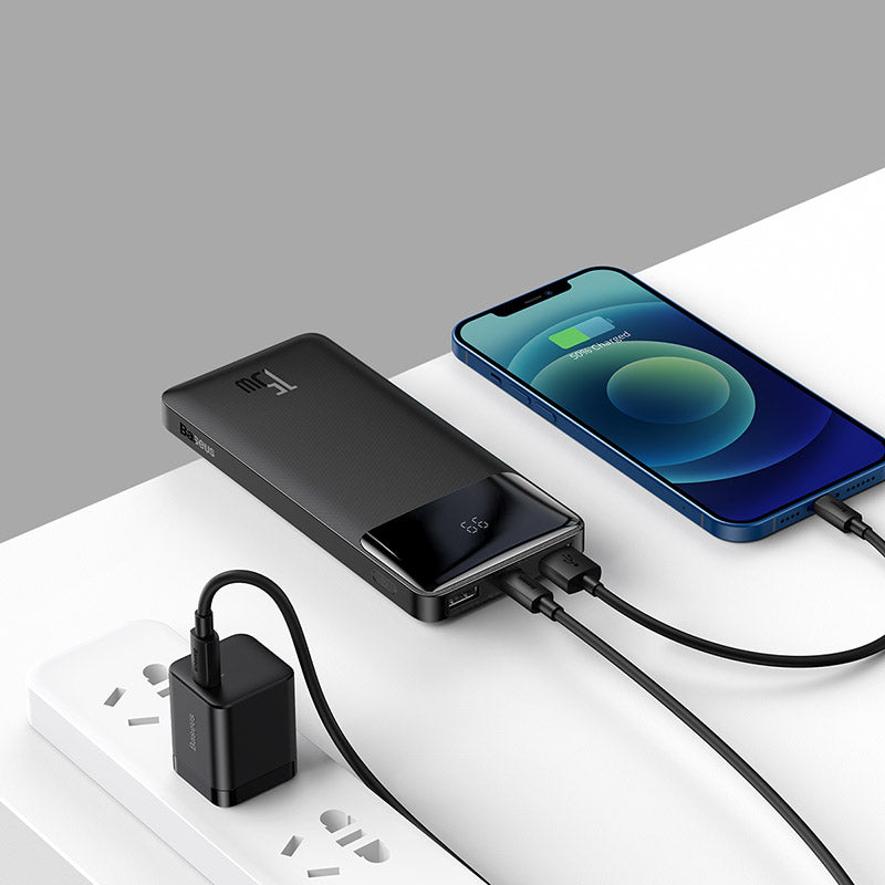 Baseus Bipow 10K 15W 4-Port Power Bank with Digital Display (Black)
