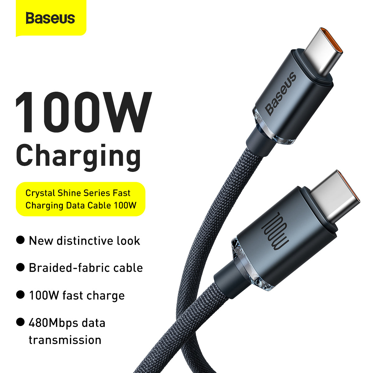 Baseus Crystal Shine Series Type-C to Type-C Charging Cable 100W 2M Black