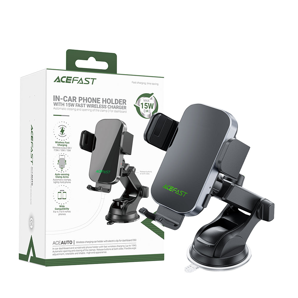 ACEFAST D53 15W Wireless Charging Car Phone Holder - Black