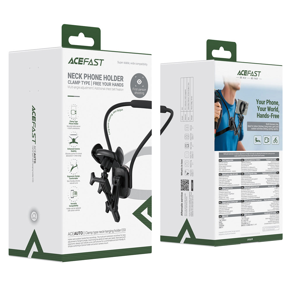 ACEFAST E33 Neck-Hanging Hands-Free Phone Holder for POV Recording - Black