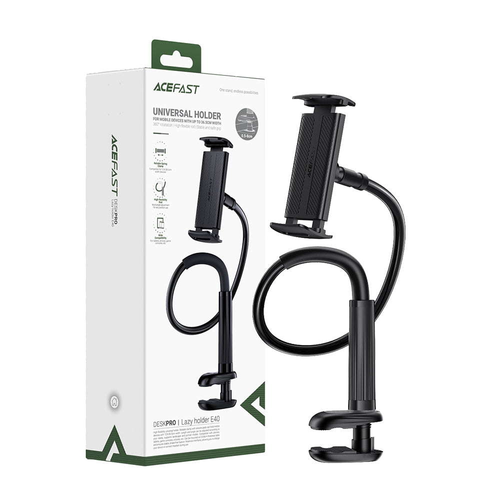 ACEFAST E40 Flexible Hands-Free Phone & Tablet Holder with 360° Adjustable Arm - Black