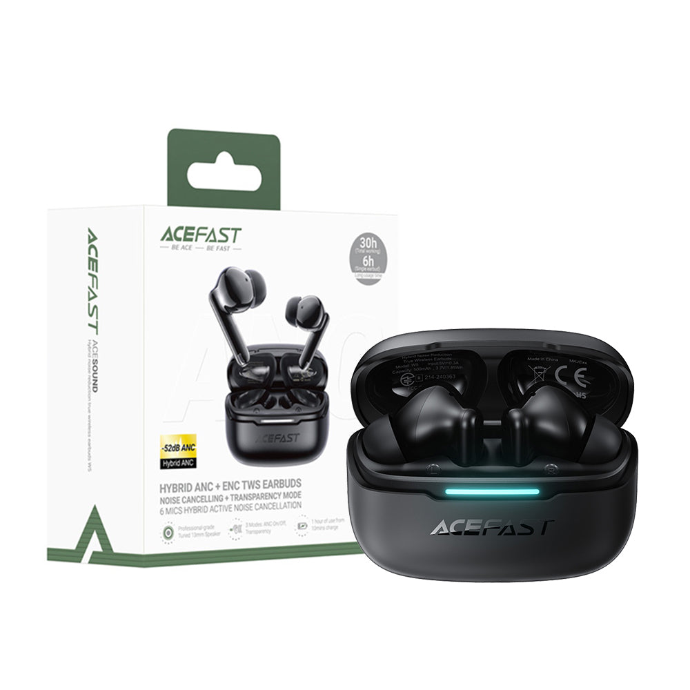 ACEFAST W5 Hybrid ANC Bluetooth 5.4 TWS Earbuds with Low-Latency Gaming Mode