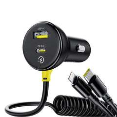 Baseus 4-in-1 60W Multi-Port Car Charger (USB-A + Dual Type-C + Lightning | Fast PD QC Charging Adapter)