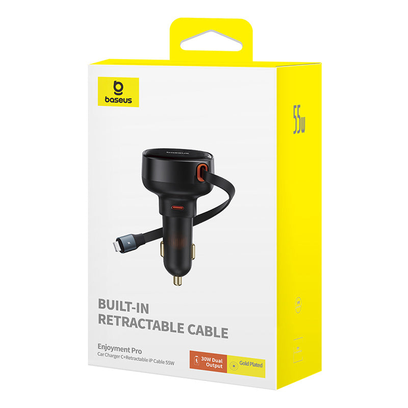 Baseus 60W Dual Type-C Car Charger with Built-in Cable (PD QC Fast Charging | Model CCTXP-CC)