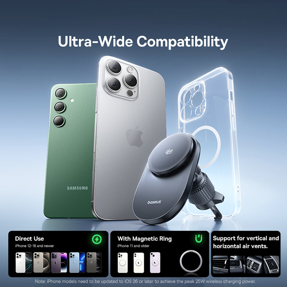 Baseus PrimeTrip VC2 Pro Cooling Magnetic Wireless Charging Car Mount Qi2.2