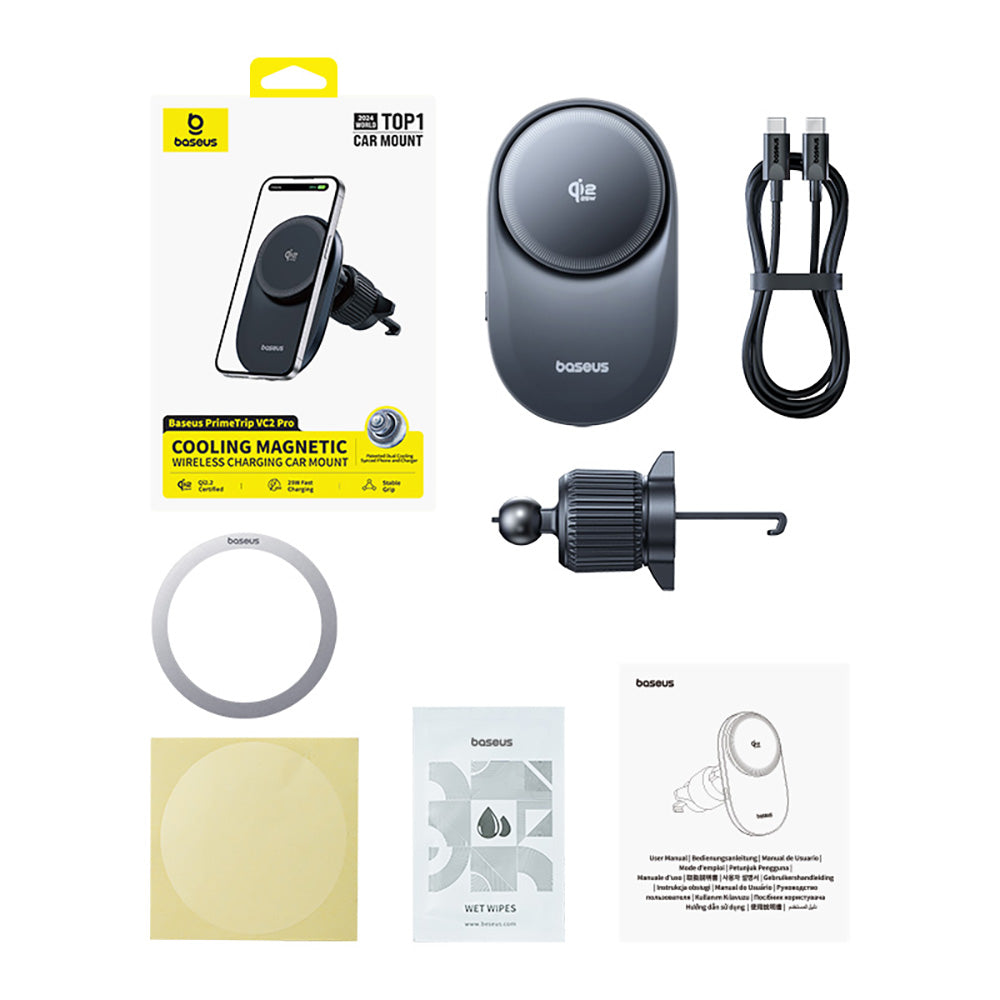Baseus PrimeTrip VC2 Pro Cooling Magnetic Wireless Charging Car Mount Qi2.2