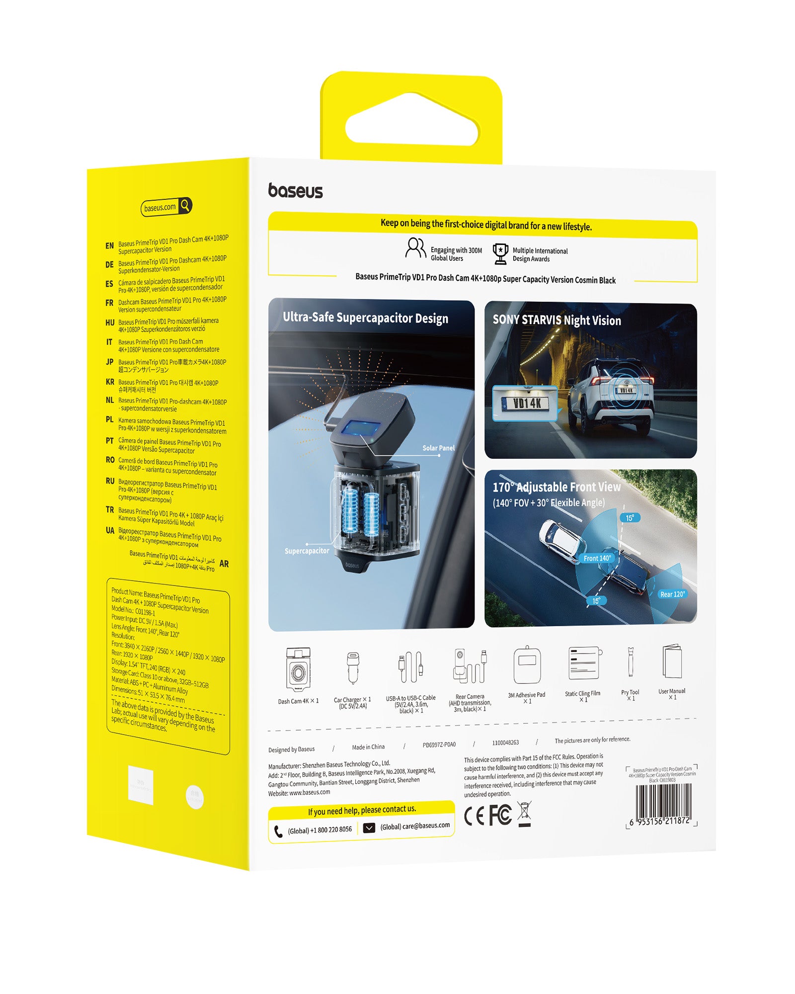 Baseus PrimeTrip VD1 Pro Dash Cam 4K+1080P