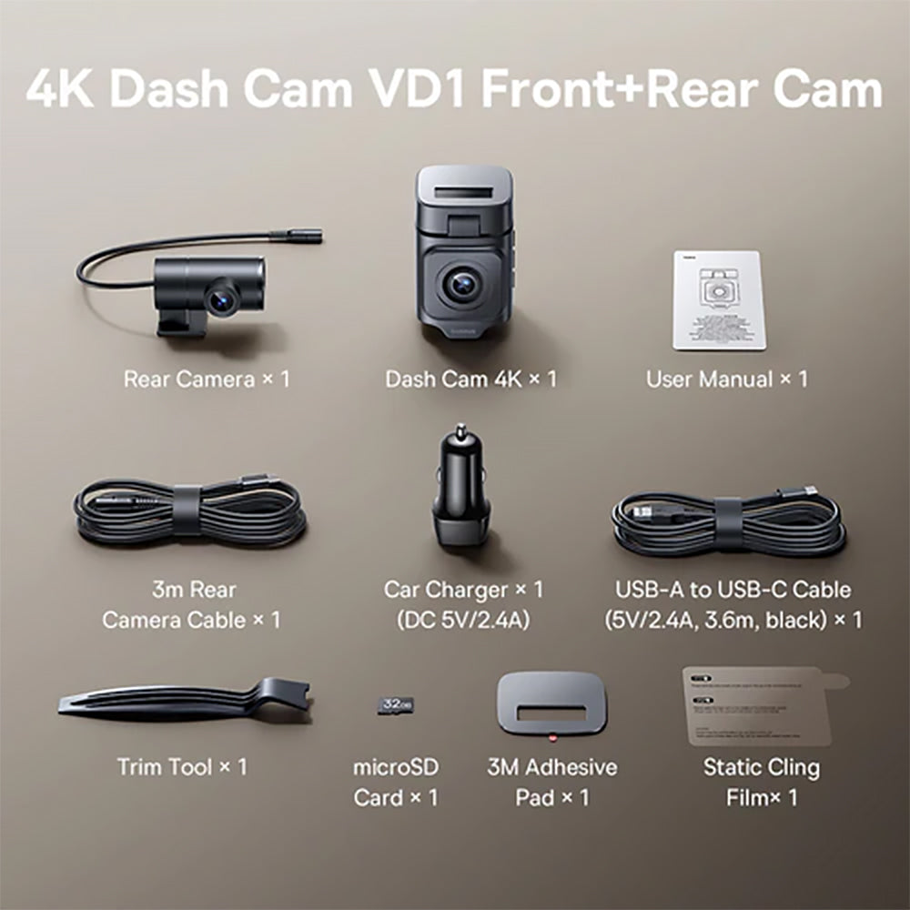 Baseus PrimeTrip VD1 Pro Dash Cam 4K+1080P
