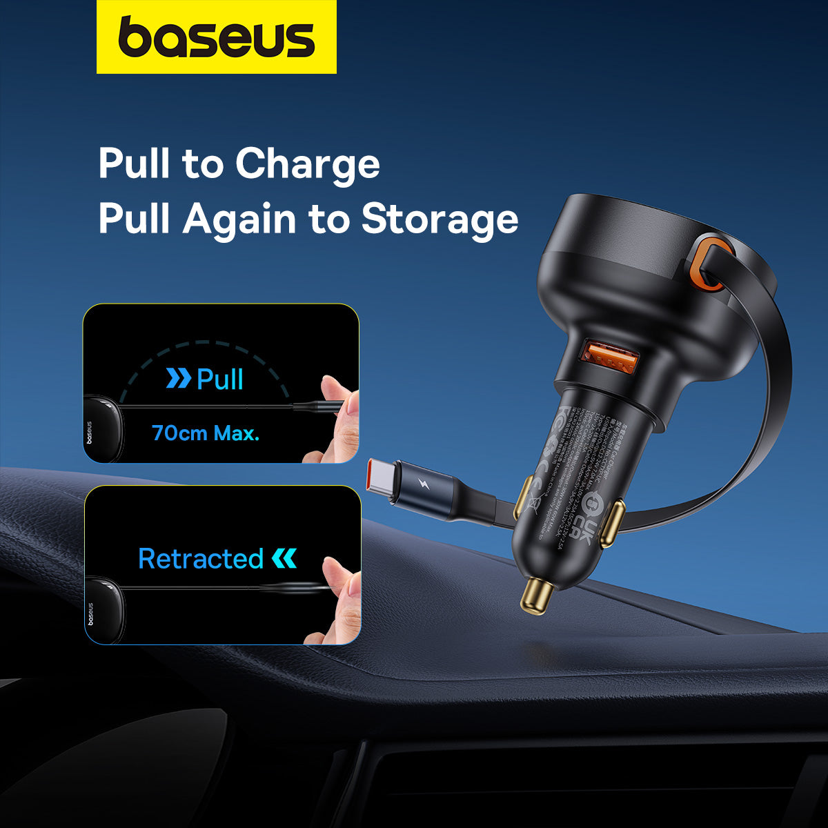 Baseus Enjoyment Pro 2-in-1 Car Charger (Black) - C+A