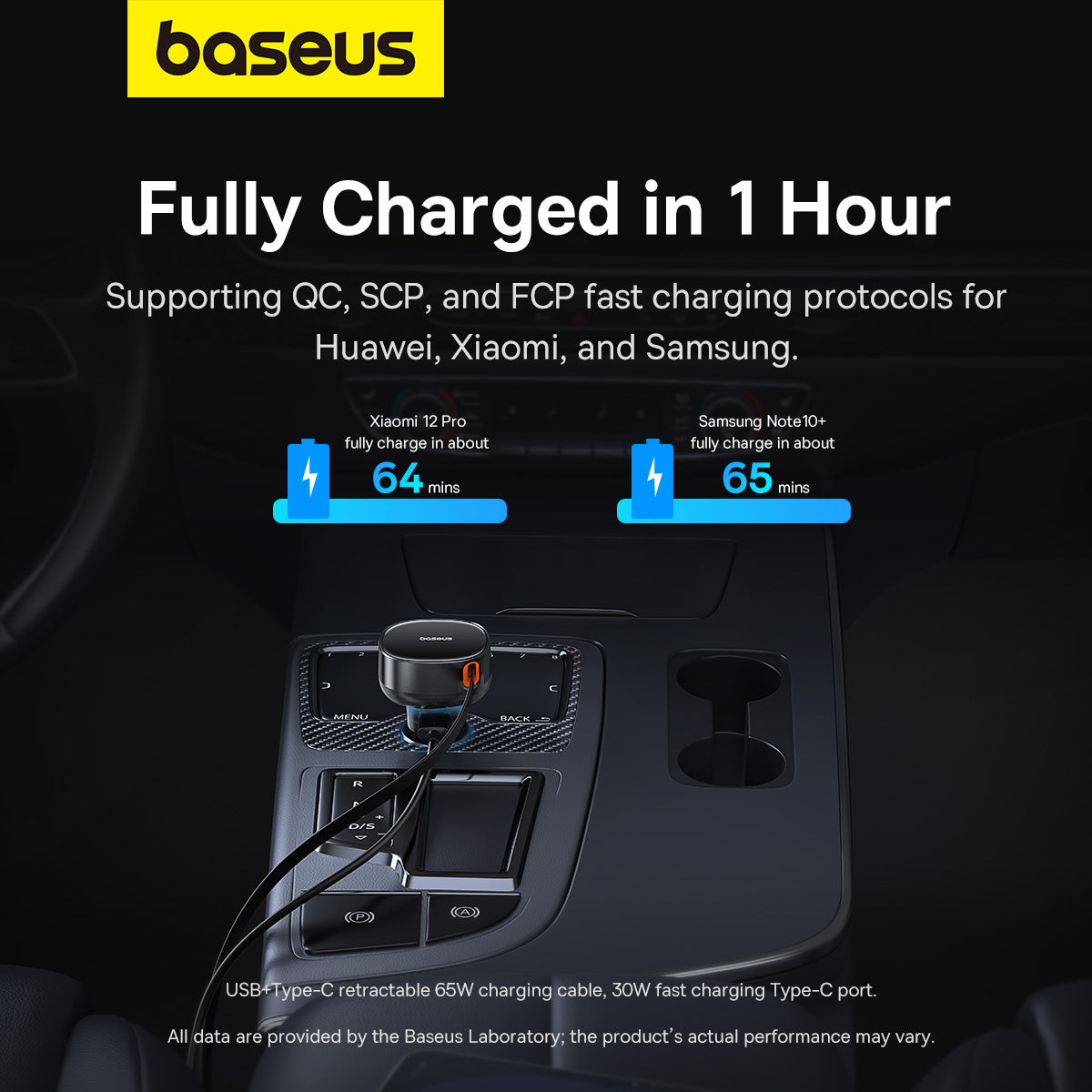 Baseus Enjoyment Pro 2-in-1 Car Charger (Black) - C+A