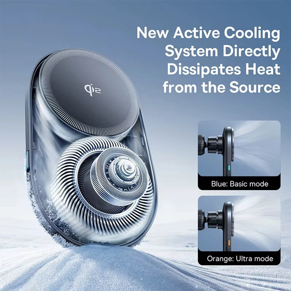 Baseus PrimTrip VC1 Pro Magnetic Wireless Charging Car Mount (QI2 Certified | 15W Fast Charge | Built-in Cooling Fan)