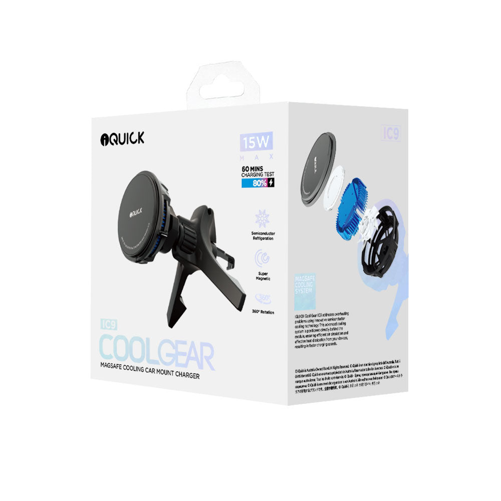 iQuick Magnetic Car Mount Charger with Cooling Semiconductor Radiator 15W Black