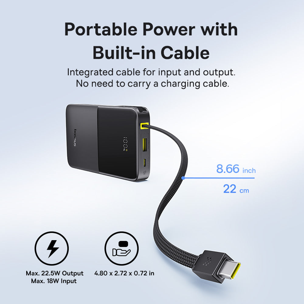 Baseus EnerFill FC51 Bipow2 Pro Power Bank 10000mAh 22.5W with Built-in Cable (Cosmic)