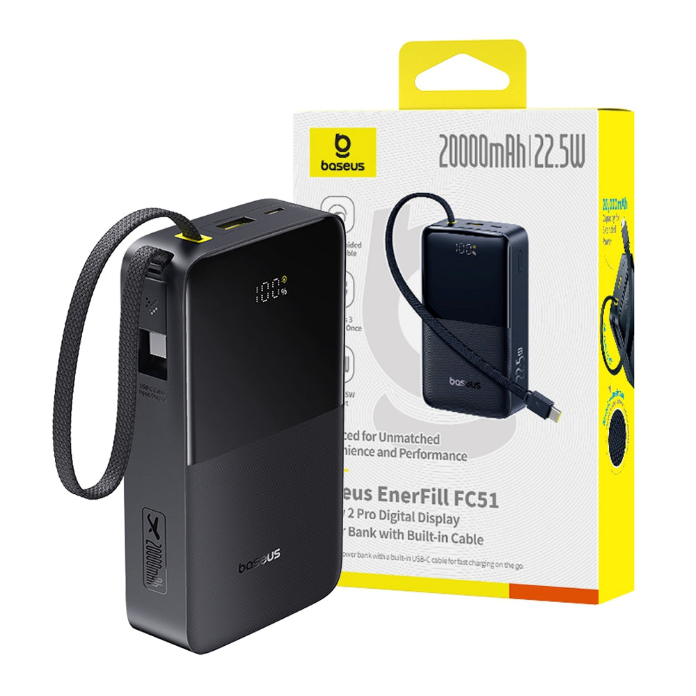 Baseus EnerFill FC51 Bipow2 Pro Power Bank 20000mAh 22.5W with Built-in Cable (Cosmic) (Copy)