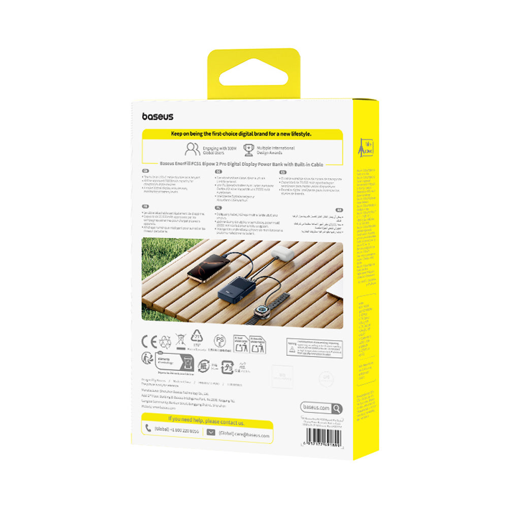 Baseus EnerFill FC51 Bipow2 Pro Power Bank 20000mAh 22.5W with Built-in Cable (Cosmic) (Copy)