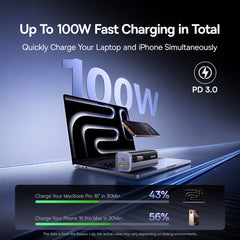 Baseus EnerGeek GR11 10000mAh 100W Power Bank with Retractable USB-C Cable – Space Grey