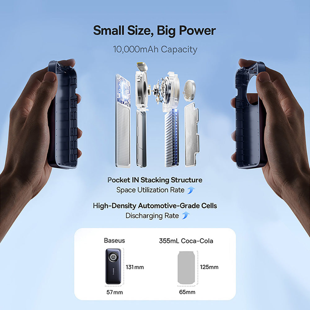 Baseus EnerCore CR11 10000mAh 45W Power Bank with Retractable Cable – Cosmic Black