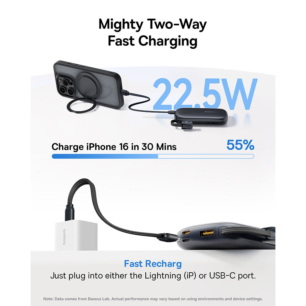 Baseus EnerFill FC21 Qpow 3 Ultra 22.5W Power Bank with Detachable Cable