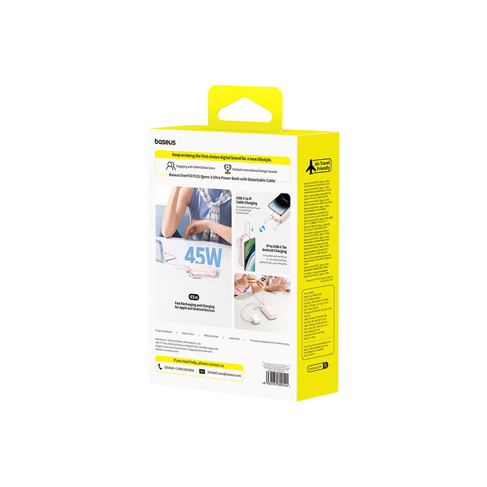 Baseus EnerFill FC21 Qpow 3 Ultra 45W Power Bank with Detachable Cable