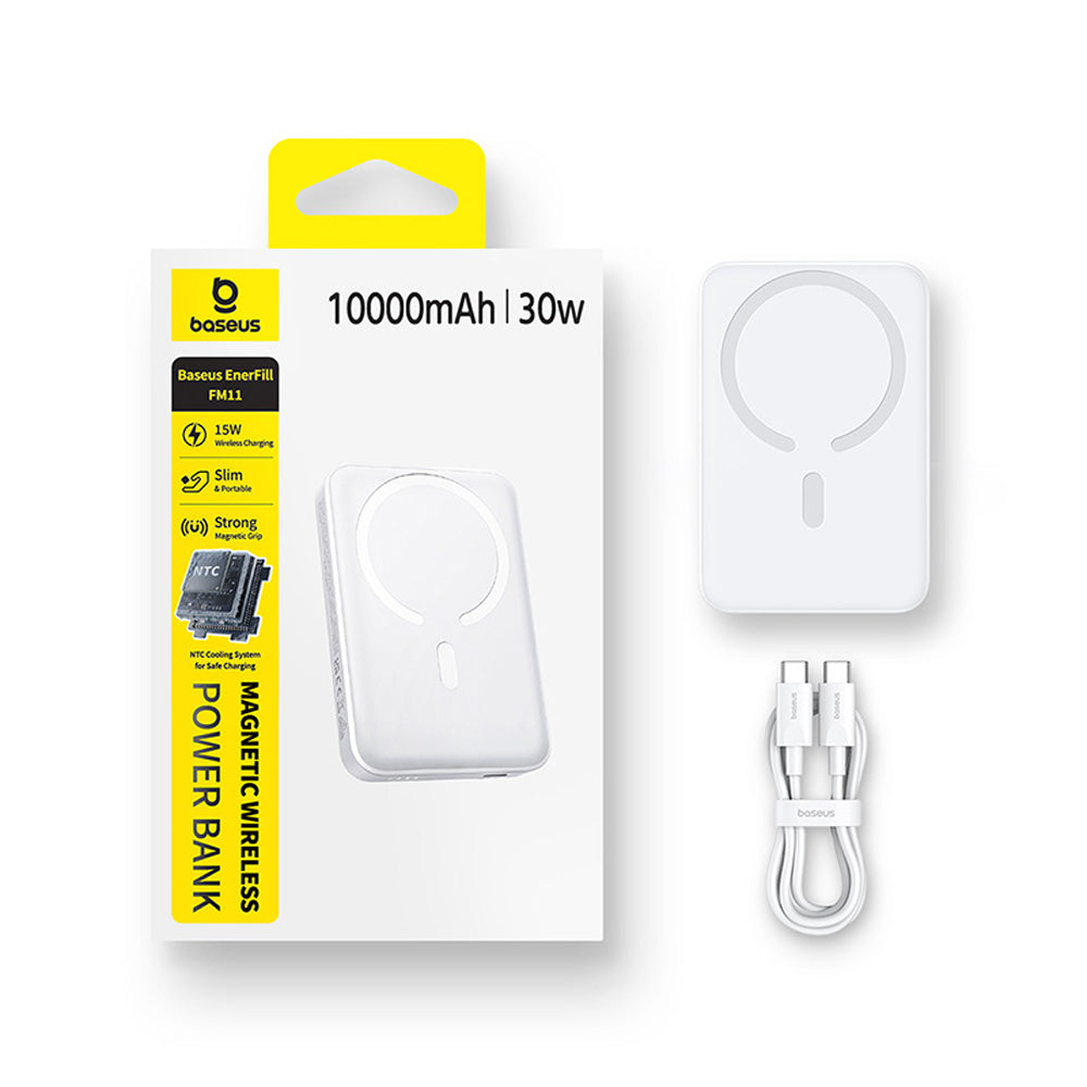 Baseus EnerFill FM11 Magnetic Power Bank 10000mAh 30W - Moon White