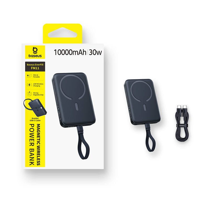 Baseus EnerFill FM11 Magnetic Power Bank with Built-in USB-C Cable 10000mAh 30W - Cosmic