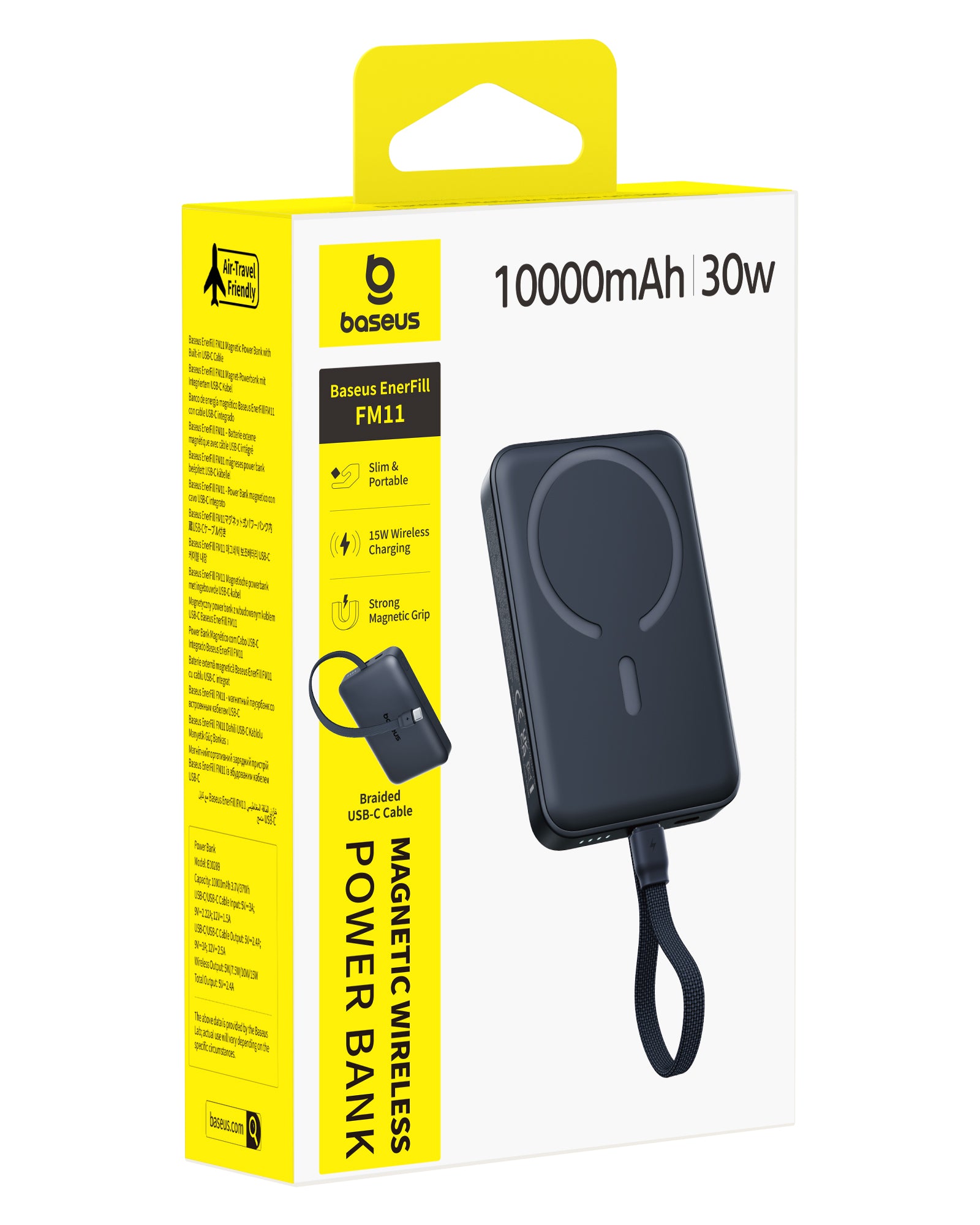 Baseus EnerFill FM11 Magnetic Power Bank with Built-in USB-C Cable 10000mAh 30W - Cosmic