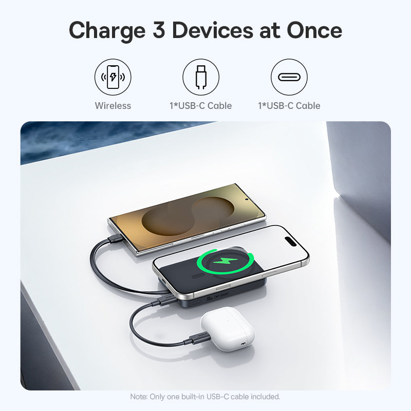 Baseus EnerFill FM11 Magnetic Power Bank with Built-in USB-C Cable 10000mAh 30W - Cosmic