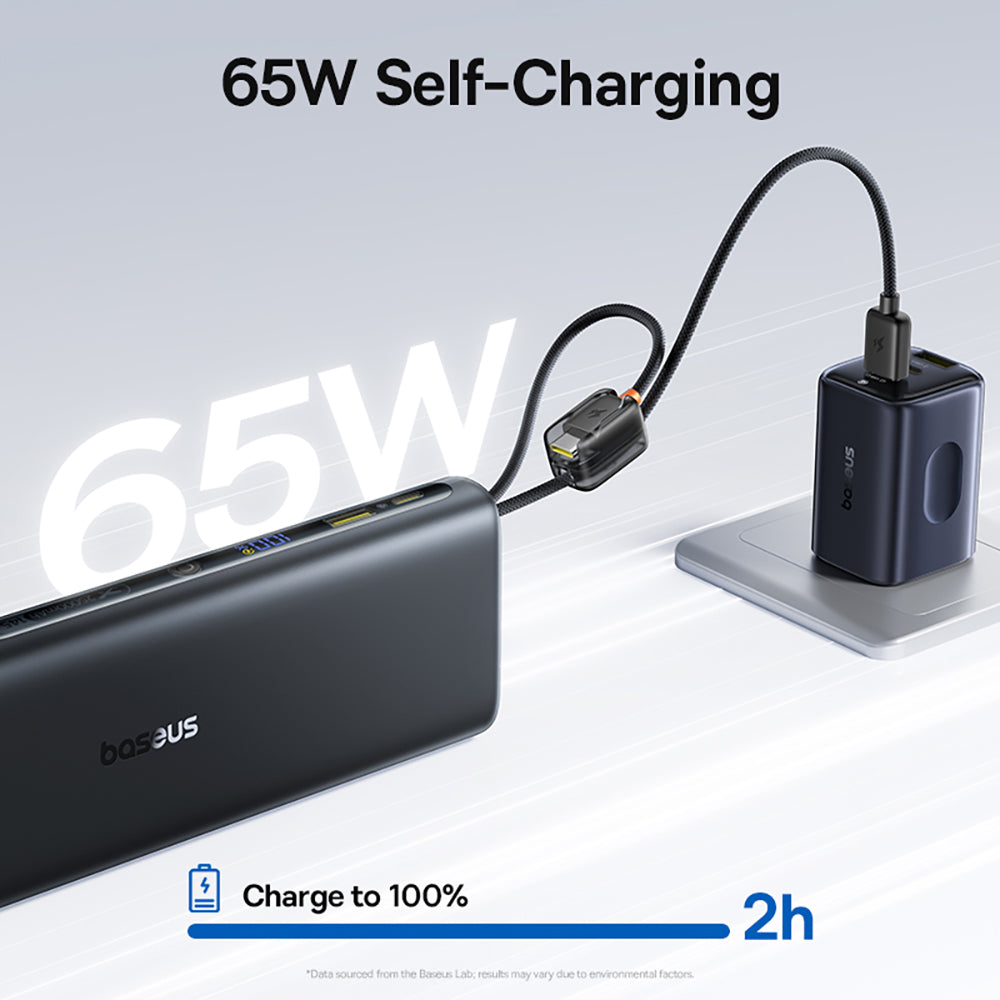 Baseus EnerFill FC41 Digital Display Power Bank with Dual Built-in USB-C Cables 25000mAh 140W - Cosmic Black