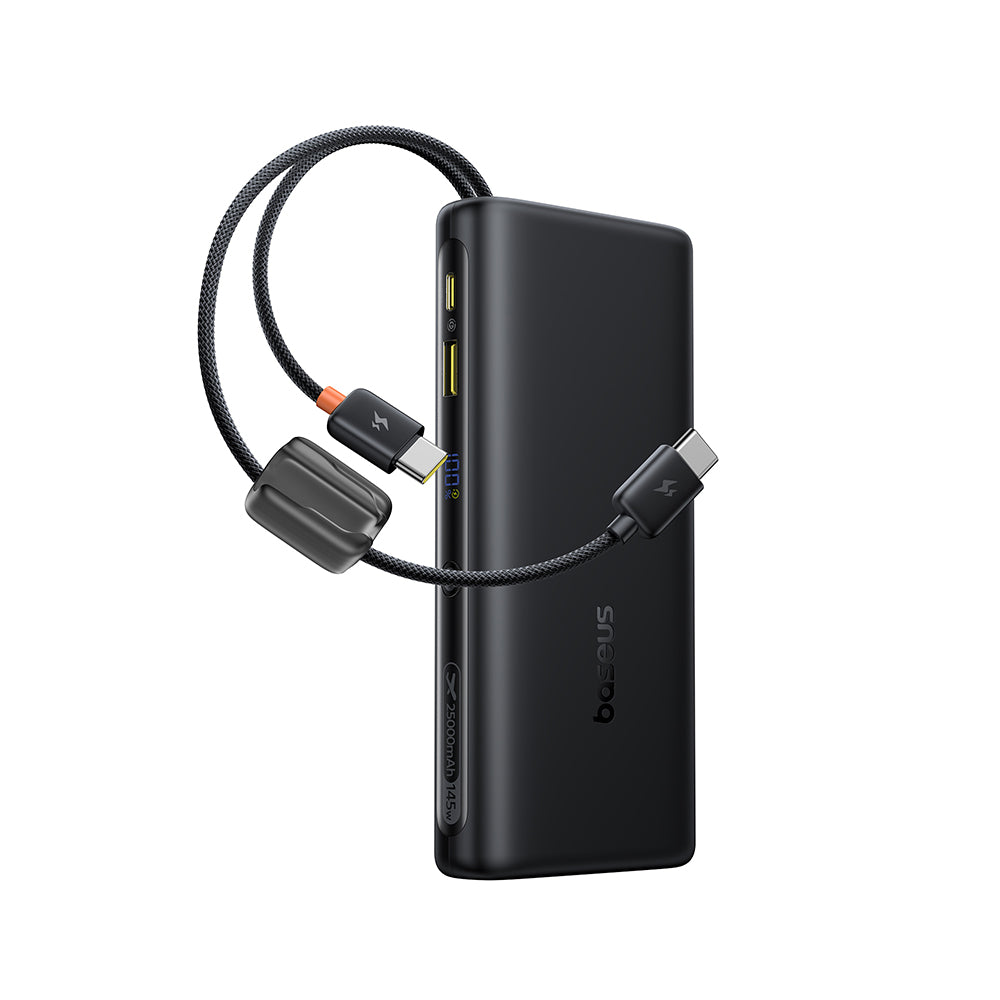 Baseus EnerFill FC41 Digital Display Power Bank with Dual Built-in USB-C Cables 25000mAh 140W - Cosmic Black