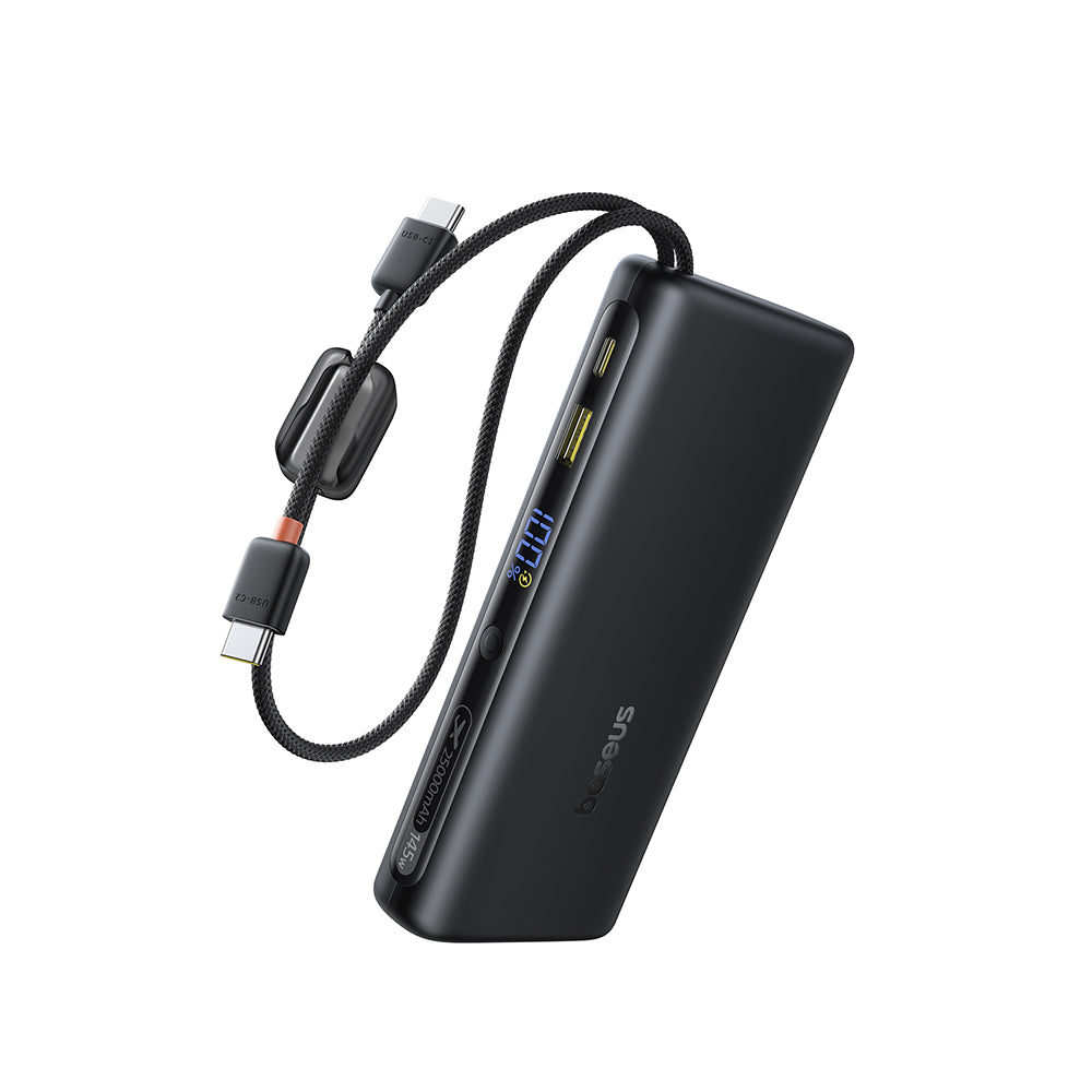 Baseus EnerFill FC41 Digital Display Power Bank with Dual Built-in USB-C Cables 25000mAh 140W - Cosmic Black