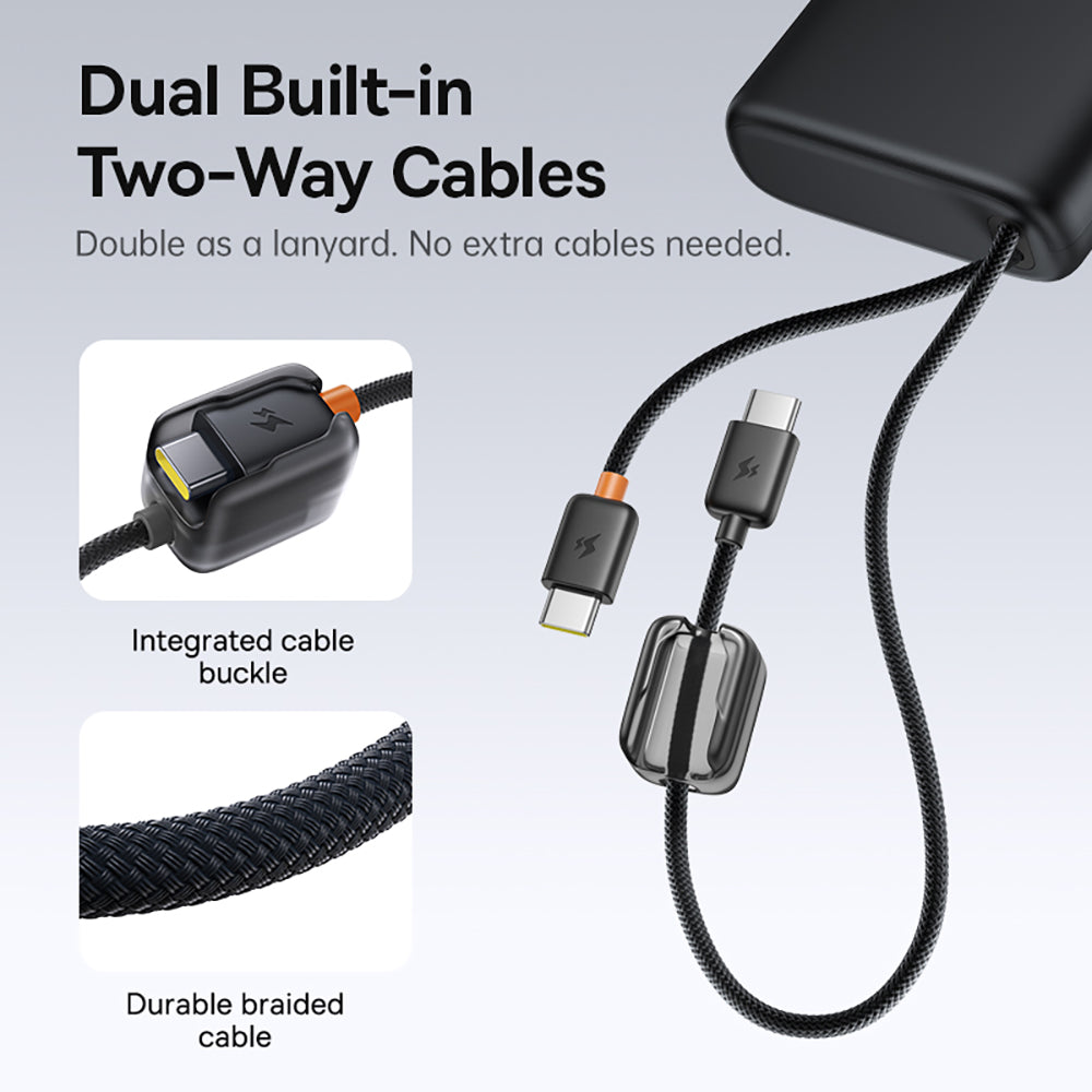 Baseus EnerFill FC41 Digital Display Power Bank with Dual Built-in USB-C Cables 25000mAh 140W - Cosmic Black