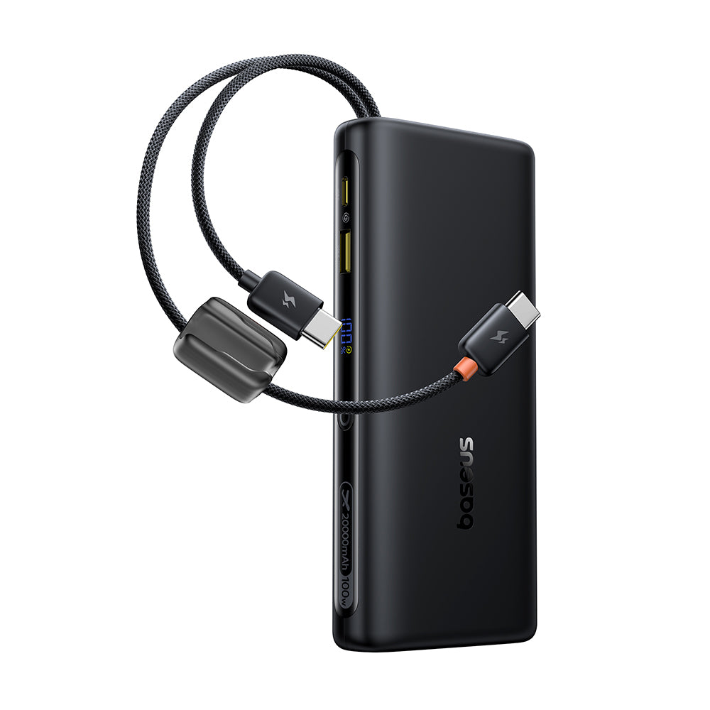 Baseus EnerFill FC41 Digital Display Power Bank with Dual Built-in USB-C Cables 20000mAh 100W - Cosmic Black