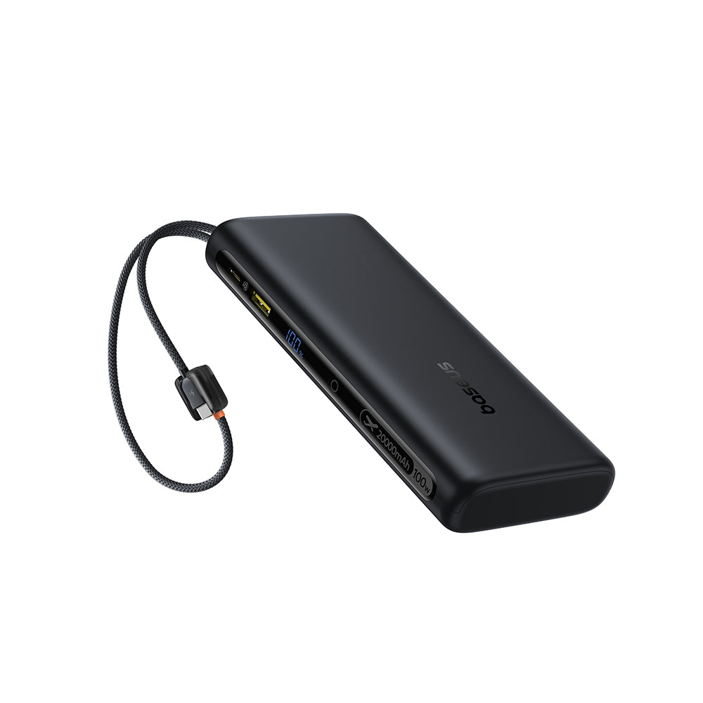 Baseus EnerFill FC41 Digital Display Power Bank with Dual Built-in USB-C Cables 20000mAh 100W - Cosmic Black