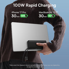 Baseus EnerFill FC41 Digital Display Power Bank with Dual Built-in USB-C Cables 20000mAh 100W - Cosmic Black