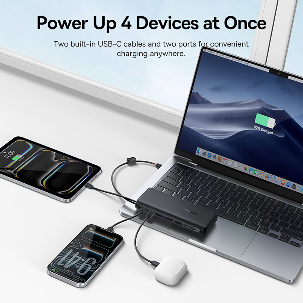 Baseus EnerFill FC41 Digital Display Power Bank with Dual Built-in USB-C Cables 20000mAh 100W - Cosmic Black