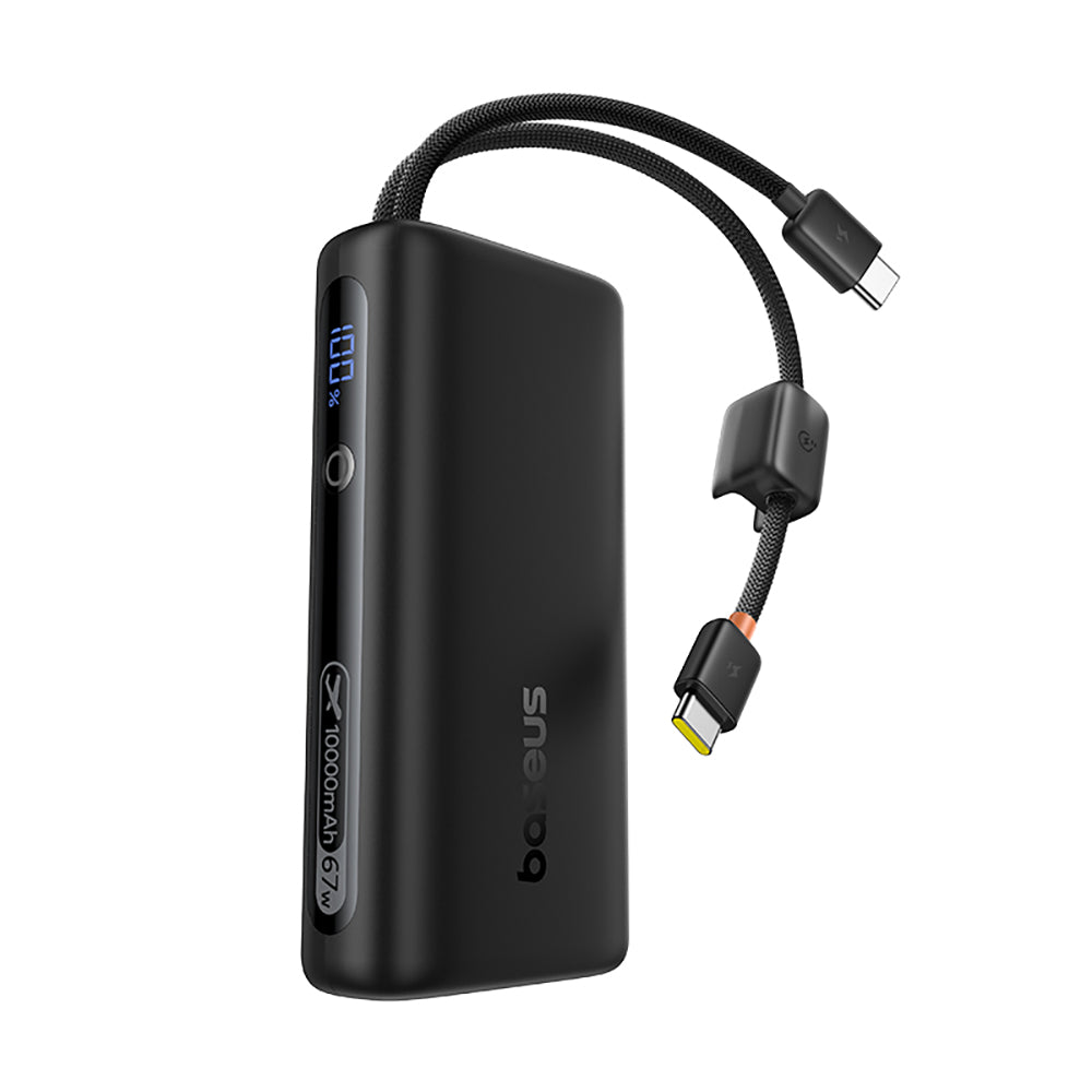 Baseus EnerFill FC41 Digital Display Power Bank with Dual Built-in USB-C Cables 10000mAh 67W - Cosmic Black
