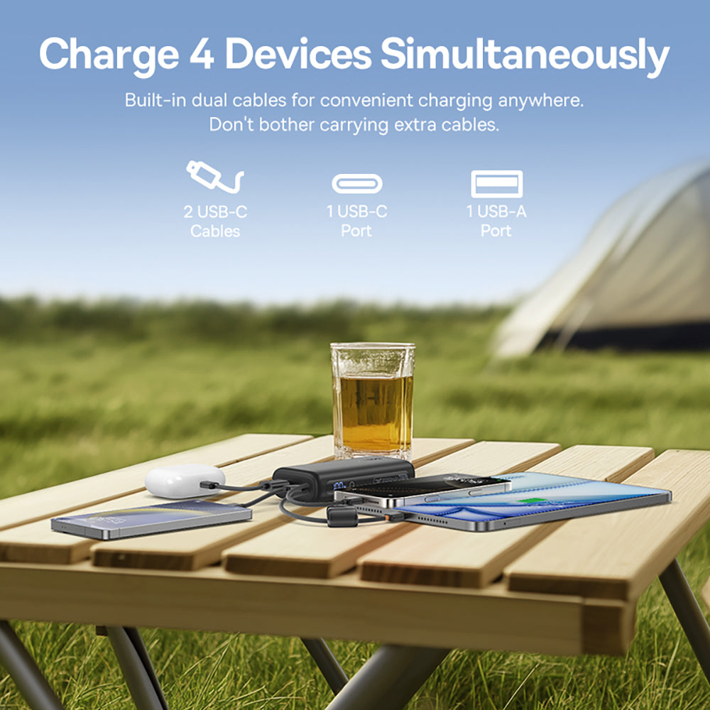 Baseus EnerFill FC41 Digital Display Power Bank with Dual Built-in USB-C Cables 10000mAh 67W - Cosmic Black