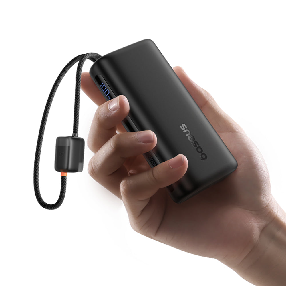 Baseus EnerFill FC41 Digital Display Power Bank with Dual Built-in USB-C Cables 10000mAh 67W - Cosmic Black