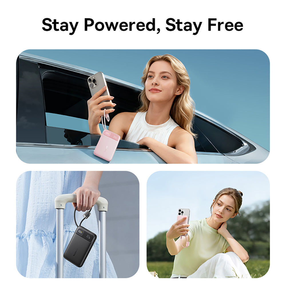 Baseus EnerFill FC11 Digital Display Power Bank with Dual Built-in Cables 10000mAh 22.5W - Beige