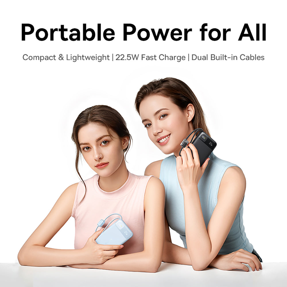 Baseus EnerFill FC11 Digital Display Power Bank with Dual Built-in Cables 10000mAh 22.5W - Beige
