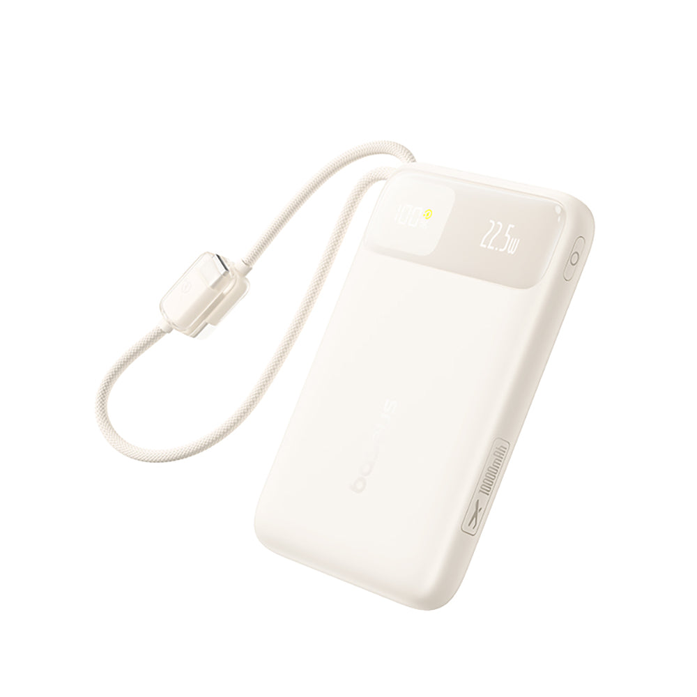 Baseus EnerFill FC11 Digital Display Power Bank with Dual Built-in Cables 10000mAh 22.5W - Beige