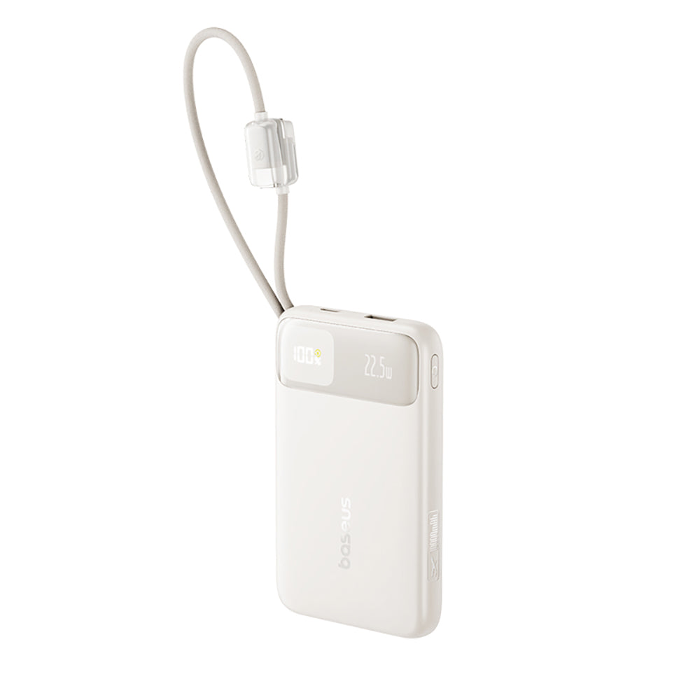 Baseus EnerFill FC11 Digital Display Power Bank with Dual Built-in Cables 10000mAh 22.5W - Beige