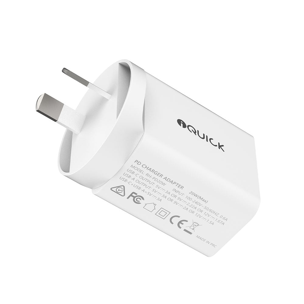 iQuick 2-Port Charger 20W (White)