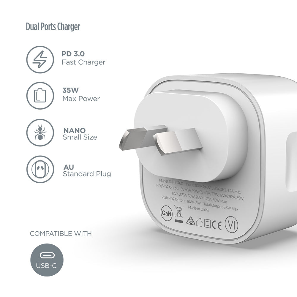 iQuick NANO Energy 2-Port Charger 35W (White)