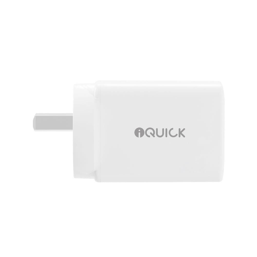 iQuick GaN II 45W Dual-USB-C Fast Charger | USB-C PD 3.0 2-Port (White)