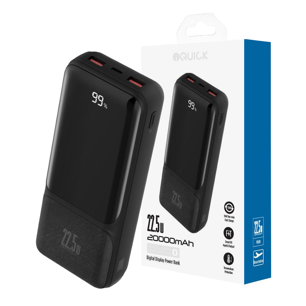 iQuick Power Square 20K 22.5W Power Bank with Digital Display (Black)